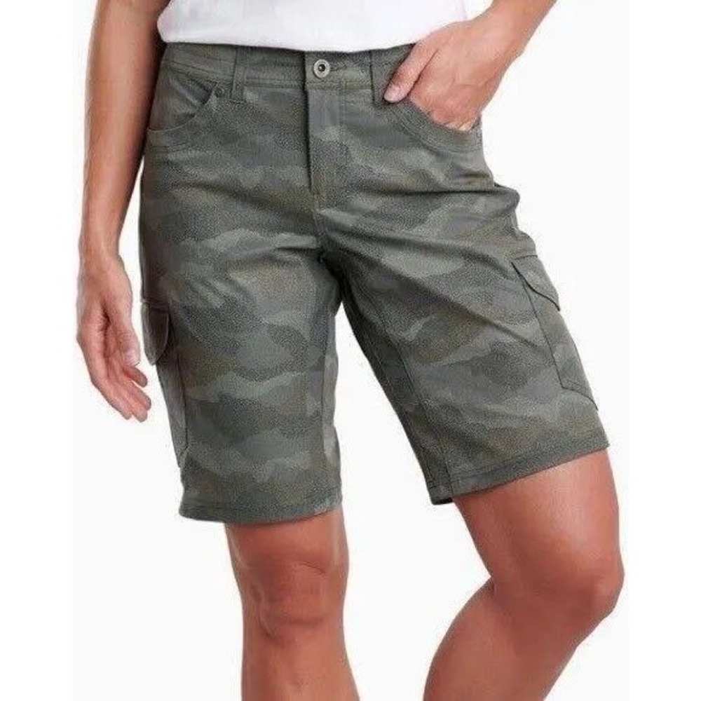 Kuhl Freeflex Cargo Shorts 10" In Olive Camo Women's Plus Size 18W Gorpcore
